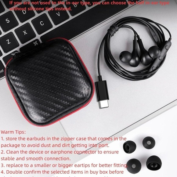 USB C Headphone for Samsung S23 FE S22 S21 S20 A53 A54 Wired Earbuds Magnetic in - Picture 2 of 12